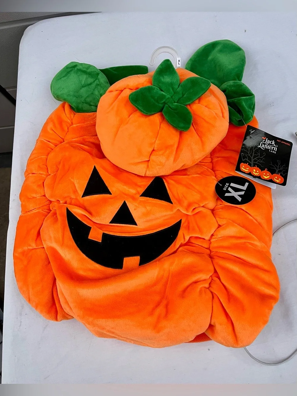 Jack O' Lantern Lane Pumpkin Dog & Cat Costume. This two-piece, plush jack-o'-la